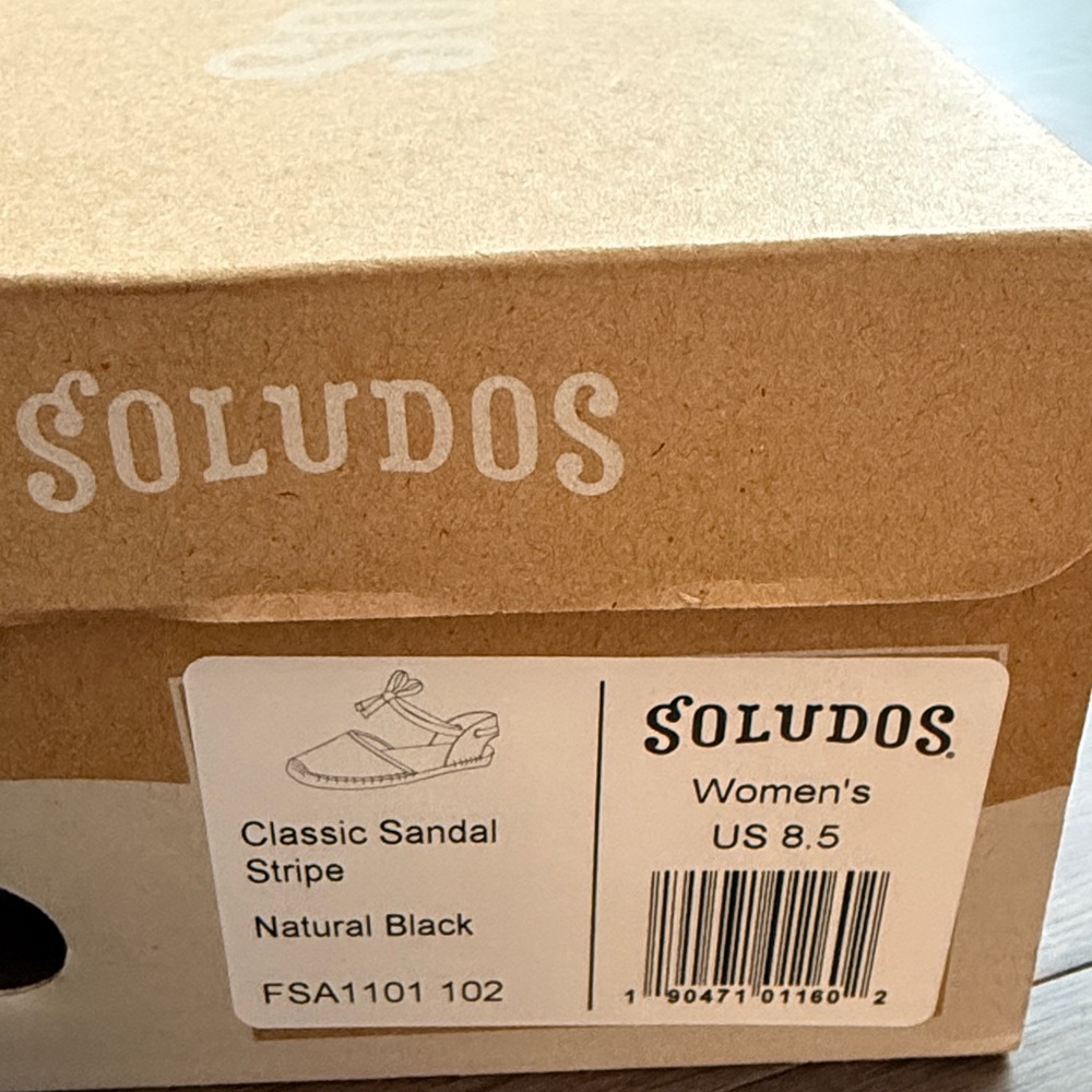 Soludos Women's Striped Black and Tan Flat Espadrille Sandals - Sz 8.5 - Picture 8 of 8
